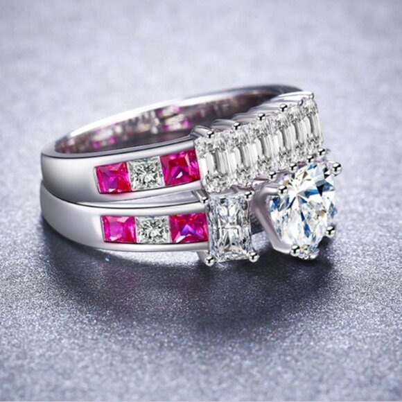 925 Silver Plated Beautiful Heart Shaped CZ Women Ring, MLNN1016 - Picture 5 of 5